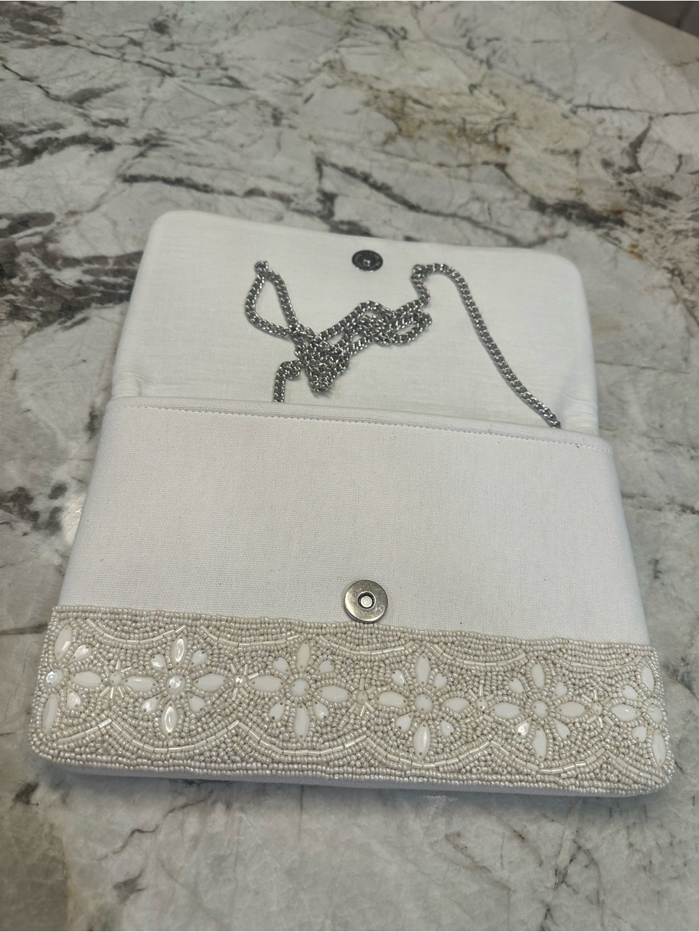 Ivory Beaded Floral Clutch - Picture 3 of 3